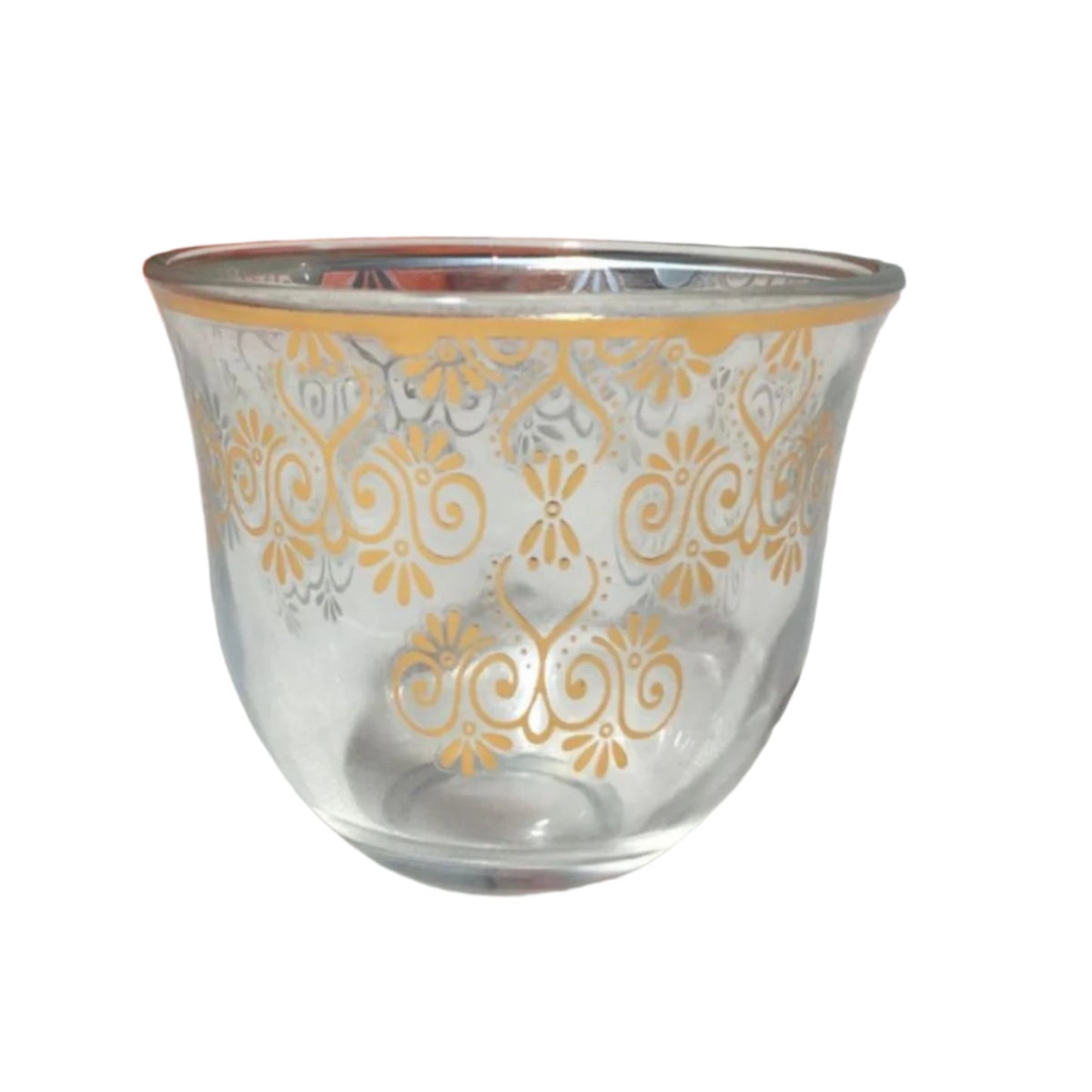Set of 12 Gold-Patterned Middle Eastern Tea Glasses – Traditional Arabic Moroccan Style